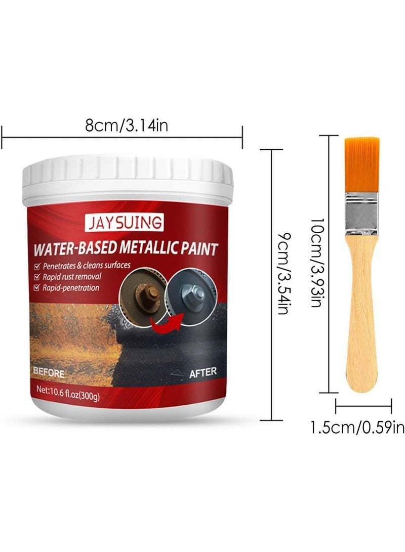 Jaysuing Water-Based Anti-Rust Metallic Paint with Brush High-performance metallic paint removes rust instantly, creates protective coating, improves appearance, resists moisture, easy application, eco-friendly formula, ideal for steel, iron, and metal furniture. - Image 2